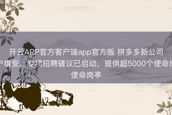 开云APP官方客户端app官方版 拼多多新公司落户雄安，专项招聘磋议已启动，提供超5000个使命岗亭