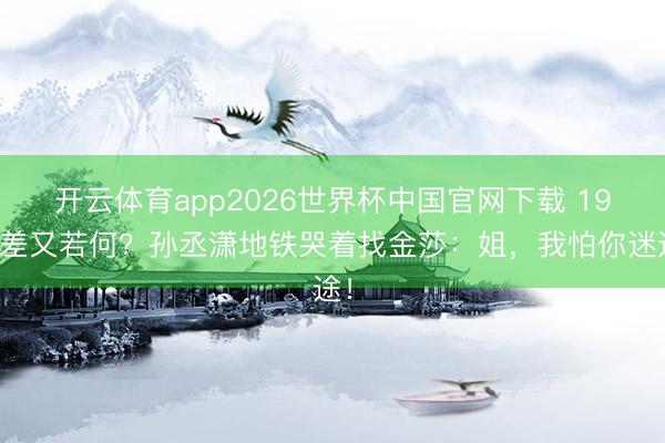 开云体育app2026世界杯中国官网下载 19岁差又若何？孙丞潇地铁哭着找金莎：姐，我怕你迷途！